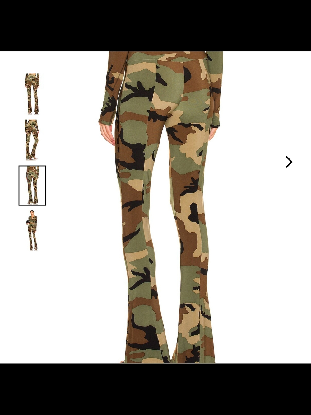 Norma Kamali Olive & Brown Camouflage Flare Pants - Picture 2 of 4